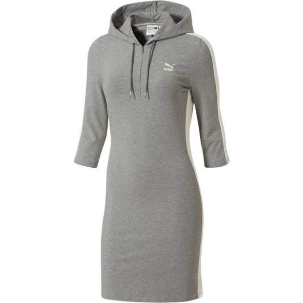 NWT Puma 3/4 sleeve hoodie dress heather/white S